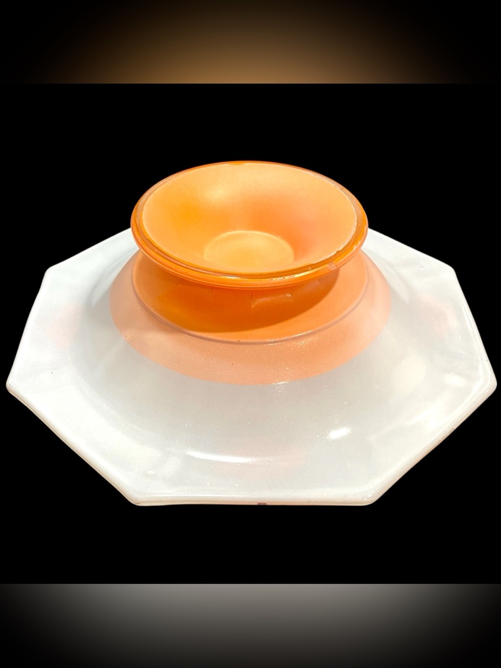 Vintage 1930s Indiana Glass Modern Classic Hexagon Pedestal Console Bowl Platter - Picture 15 of 15